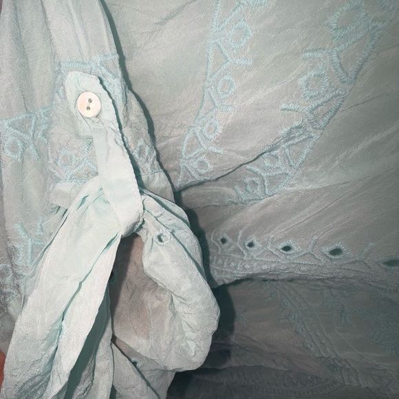 Johnny Was Sky Blue Embroidered Blouse - Picture 8 of 9